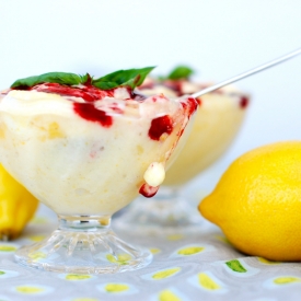 Lemon Souffle & Sweet Cherry Sauce