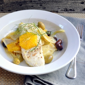 Halibut w/ Fennel, Oranges & Olives