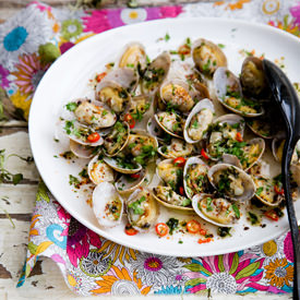 Clams in Chili Cilantro Oil