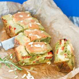 Pesto Cake with Candied Tomato