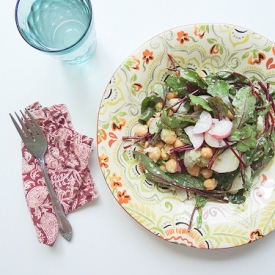 Chickpea Beet Green Radish Salad