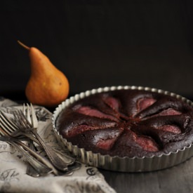 Pear, Red Wine & Chocolate Cake