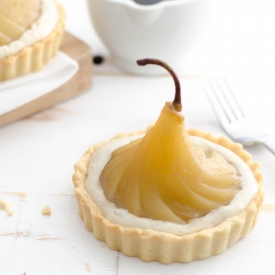 Vegan Poached Pear and Custard Tart