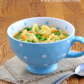 Cauliflower Pea Soup with Dumplings