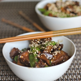 Stir Fried Eggplant with Snow Peas