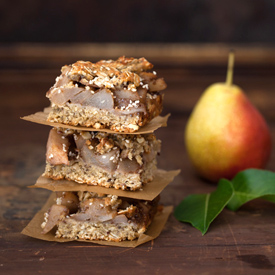 Sesame Oat Square Bars with Pears