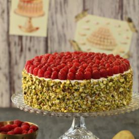 Raspberry and Pistachio Layer Cake