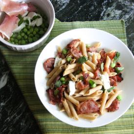 Prosciutto, Mozzarella, & Pea Pasta