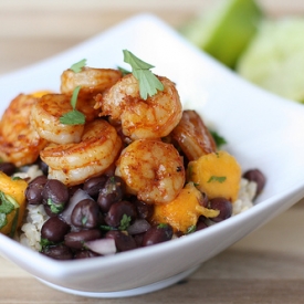 Shrimp with Black Bean Mango Salsa