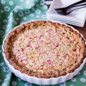 Rhubarb Custard Tart with Nut Crust