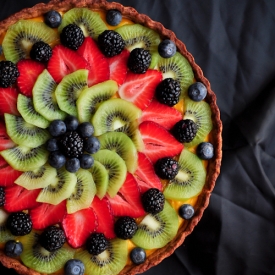 Fruit Tart with Mango Curd Filling