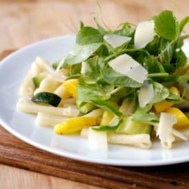 Pasta with Zucchini and Pea Shoots