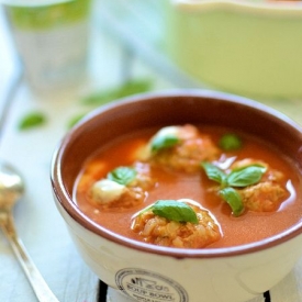 Creamy Tomato Soup with Meatballs