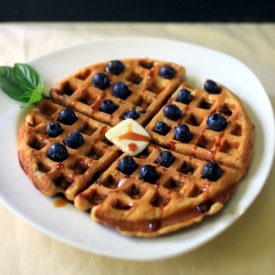 Buttermilk Blueberry Basil Waffles