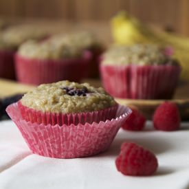 Double Berry Banana Cream Muffins