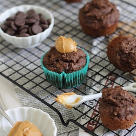 Chocolate Coffee PB Muffins