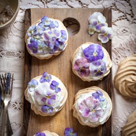 Candied Pansy Mini Pavlovas