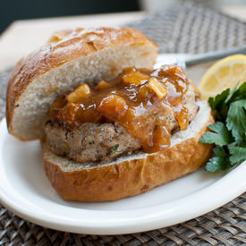 Chicken Burgers with Pear Chutney