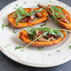 Sweet Potato Skins with Sage Pesto