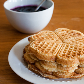 Cornmeal Berry Nectarine Waffles