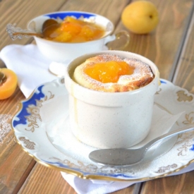 Stewed Apricots with Curd Soufflé