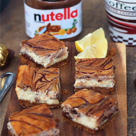 Nutella Swirl Cheesecake Bars