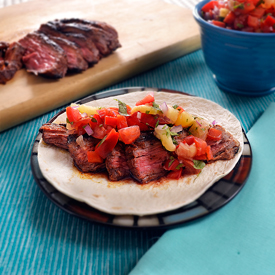 Five Pepper Steak Tacos