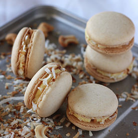 Mango, Cashew & Coconut Macarons