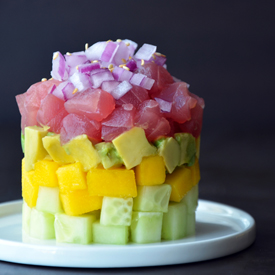 Ahi Tuna Stacks with Soy Dressing