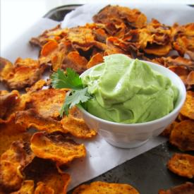 Sweet Potato Chips and Avocaodo Dip