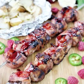 Honey Raspberry Chicken Skewers