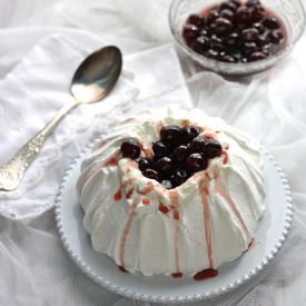 Pavlova with Sour Cherries