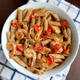 Garlic Shrimp Pasta with Tomatoes