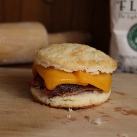 Cheddar Pork Rib Biscuit Sandwich