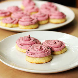 Lemon Cookies with Blackberry Icing