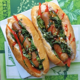 Kale and Chicken Hot Dog