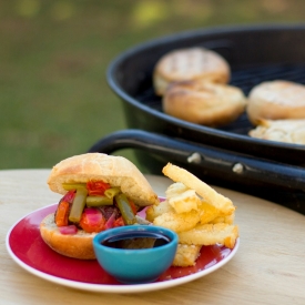 Ostrich Burgers with Pap Chips