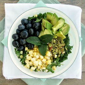 Corn Avocado Blueberry Kale Salad