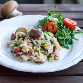 Mushroom Risotto with Salami