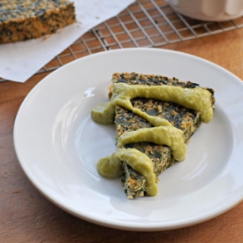 Spinach Quinoa Cake w Avocado Curry