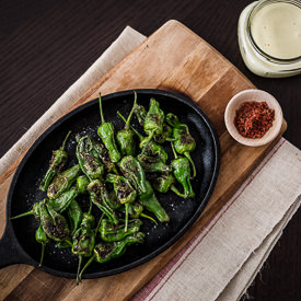 Blistered Padrón Peppers + Aioli