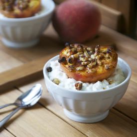 Honey Walnut Broiled Peaches