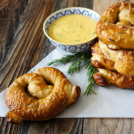 Rosemary Pretzels w/ Cheddar Sauce