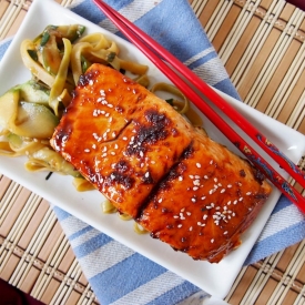 Zucchini Pasta with Teriyaki Salmon