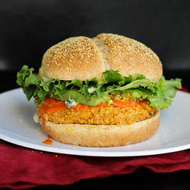 Buffalo Chickpea Quinoa Burgers