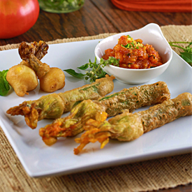 Fried Squash Blossoms Stuffed