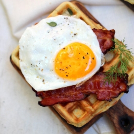 Potato Waffle with Bacon and Egg