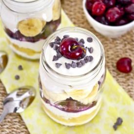 Roasted Cherry Banana Split Parfait