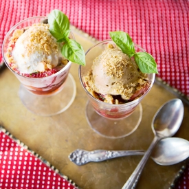 Basil Strawberries and Ice Cream