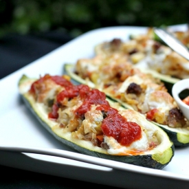 Zucchini Boats with Sausage & Rice